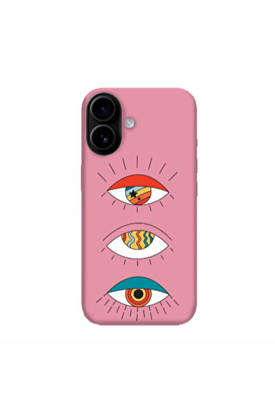 Other Apple Iphone 16 plus 3 different eyes Pink Colored Silicone TPU Θήκη