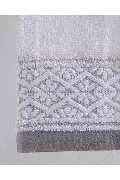 Madame Coco Alouette Cotton Face Towel - White/Grey - 50X70 cm