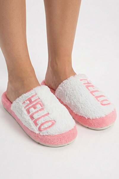hadiora Hello Written Plush House Slippers - Soft Textured Comfortable Home S...