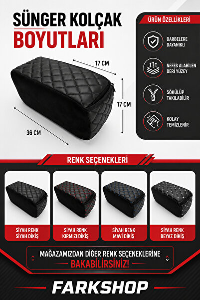 FARKSHP VOLKSWAGEN TAİGO İLE UYUMLU ÖZEL SÜNGER KOLÇAK SİYAH DERİ SİYAH DİKİŞLİ