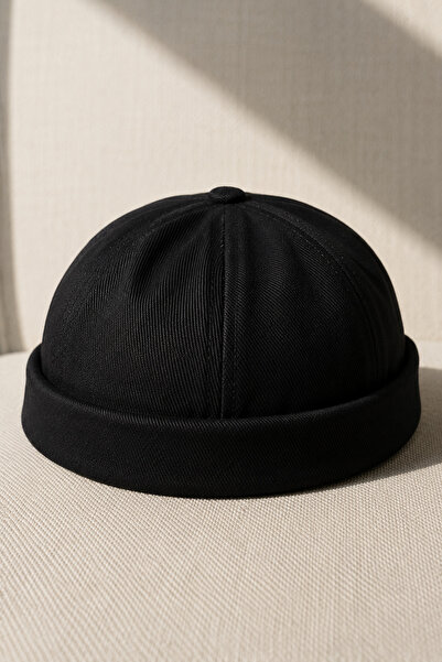 CosmoOutlet Men's Black Docker Hat Adjustable Unisex Short Beret Fisherman Sa...