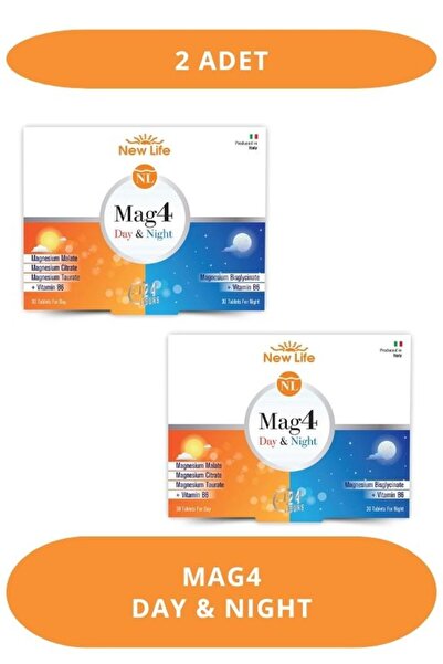 New Life Mag4 Day & Night 60 Tablet Magnezyum Sitrat + Malat + Taurat+ Bisgli...