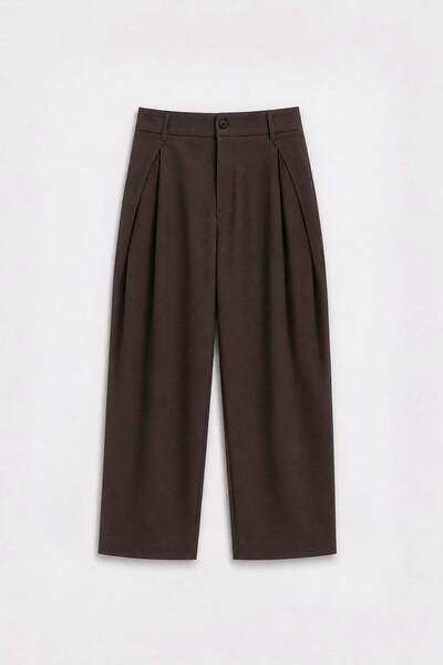 VAMOSCLO Barrel fit fabric trousers brown