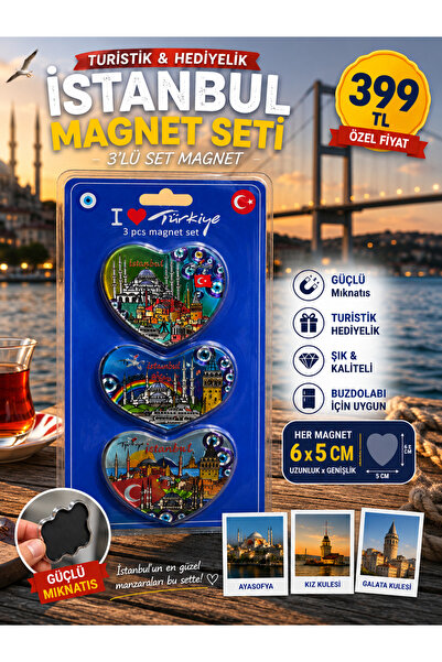 Genel Markalar Kaliteli İstanbul 3'lü Magnet seti🇹🇷🧲