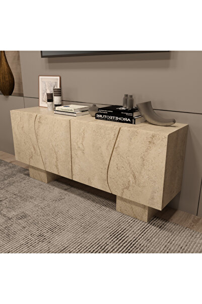 klubeconcept Klube Concept Modern Beyaz Konsol 180x45x75 cm | %100 MDF Özel T...
