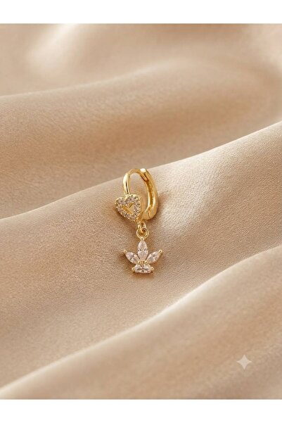 inky Heart Leaf - Zirkon Taşlı Halka Tragus Helix Lobe Conch Rook Cerrahi Çel...