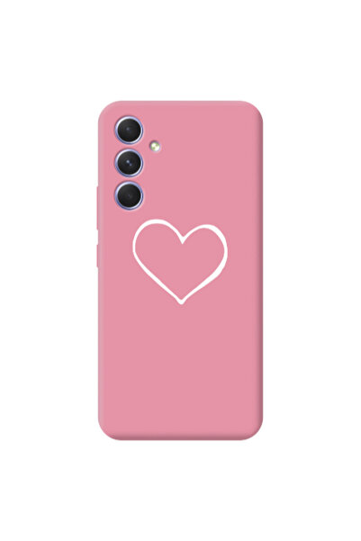 Other Samsung A54 White heart Pink Colored Silicone TPU Θήκη