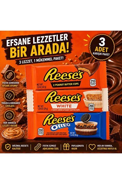 Reese 's 3 Farklı Lezzet Bir Arada Karışık Paket - Klasik, Beyaz Çikolatalı v...