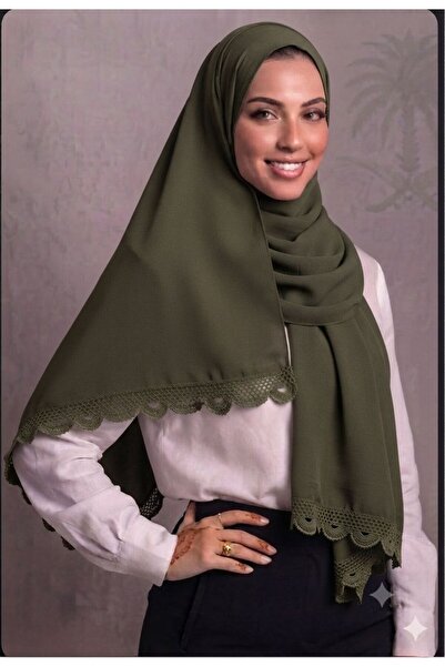 Veil Designer Turkish veil with crochet work and Japanese fabric on both ends...