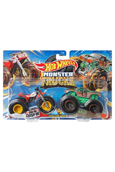 HOT WHEELS MONSTER TRUCK SET 2 CARS 1 TO 64 SCALE TRI TO CRUSH ME AND BAJA BU...
