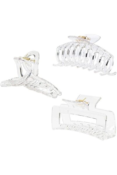 Arabest Clear Claw Clips, 3pcs Strong Holding Large Jaw Polycarbonate Clips, ...