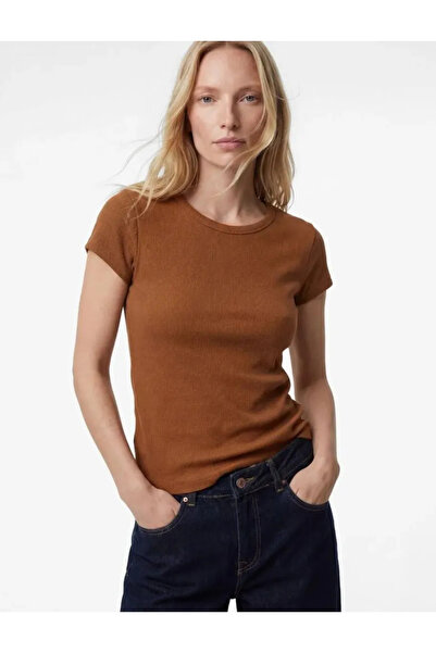 Koton Crew Neck Short Sleeve Ribbed T-Shirt