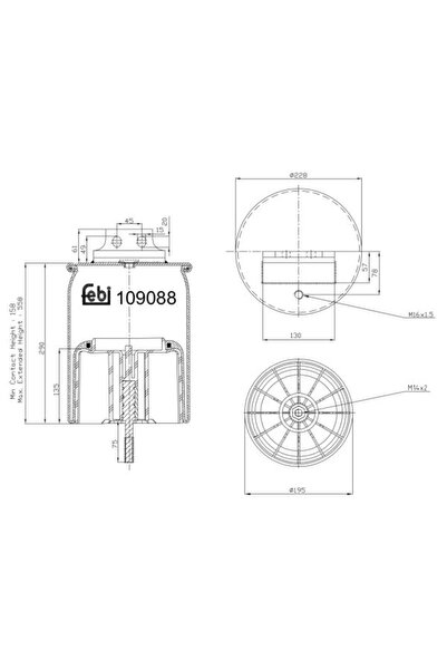 FEBI BILSTEIN Perna de Aer Spate (numar Gauri: 1 Diametru: 195/228mm) Iveco E...
