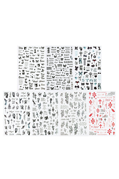 choice2 F1223-F1228 Gothic style nail stickers, letter, butterfly, and cross ...