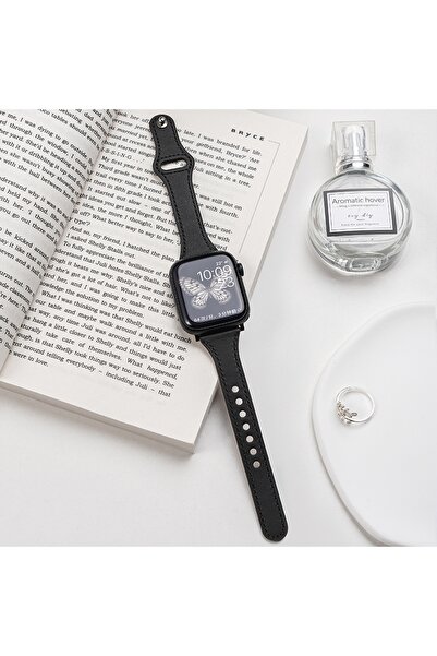 Choice9 S10-42 41 40 38mm 4 black Slim Leather Strap for Watch Band Ultra 49m...