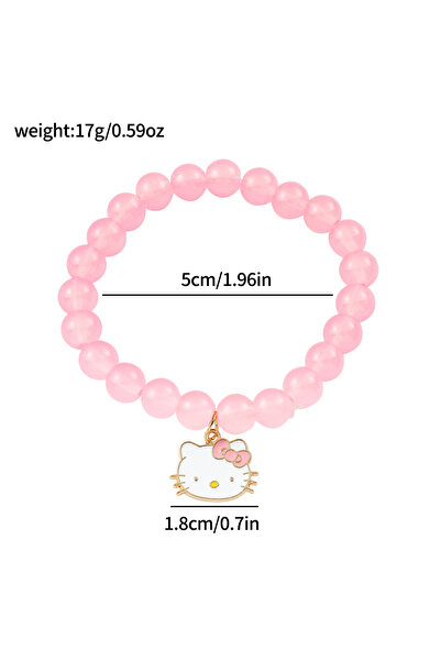 Choice SL889 Hello Kitty Pink Glass Beaded Bracelet - Cute Cat Charm Pendant,...