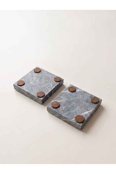 FARALYAHOME Premium Doğal Siyah Mermer Bardak Altlığı 2'li Set 10x10 cm - Lüks Kahve Sunum Ve Fincan Altlığı