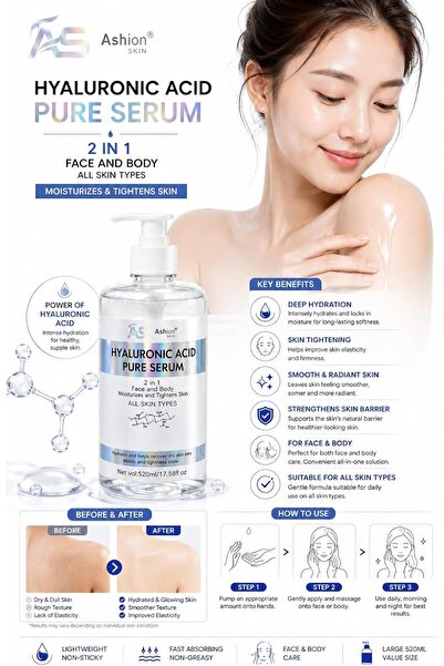 Lovisah Styles Trending AS Hyaluronic Pure Serum 2 in 1 Face and Body Moistur...