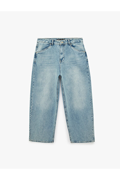 Koton Cotton Loose Fit Regular Waist Super Baggy Jean Trousers