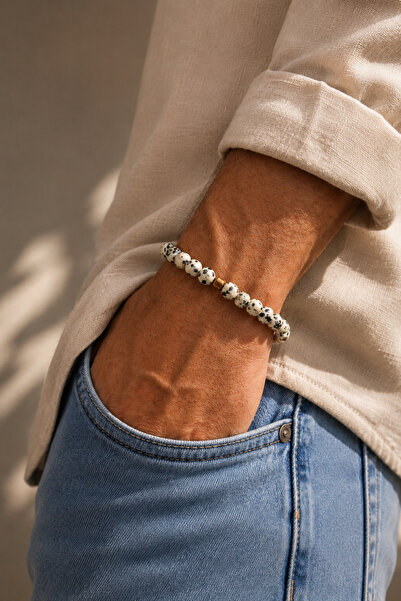 Orenda Design Dalmatian Jasper Men's Bracelet |   Joy & Protective Energy |  ...