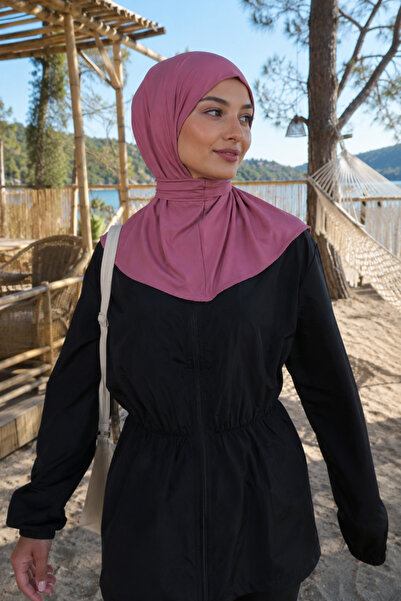 armonika Women's Dusty Rose Halter Neck Hijab Swimsuit Scarf Arm-26Y001031
