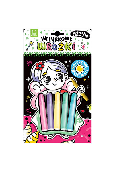 AKSJOMAT Carte de colorat senzoriala Welurkowe Wrozki, set de colorare cu pag...