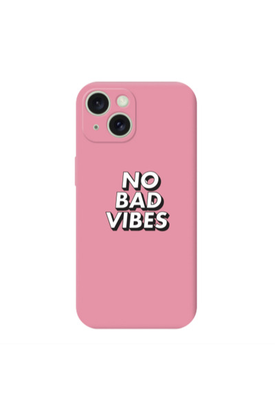Other Apple iPhone 15 Plus No bad vibes Pink Colored Silicone TPU Θήκη