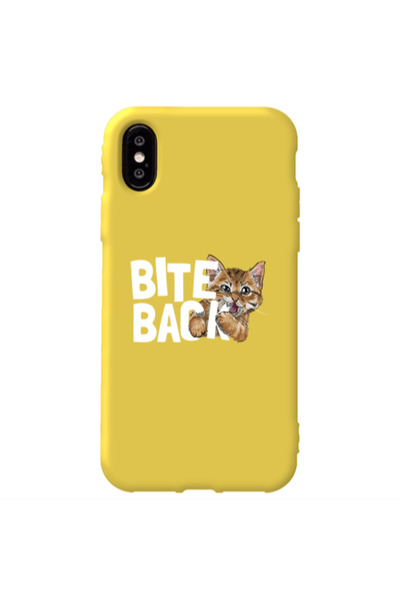 Other Apple iPhone Xs bitte back cat Yellow Colored Silicone TPU Θήκη