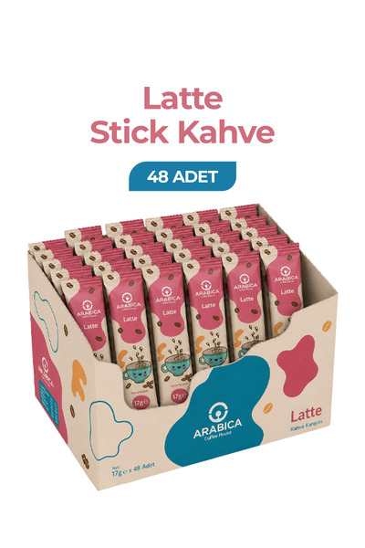 ARABICA COFFEE HOUSE Latte Nitelikli Stick Kahve 17 gr x 48 Adet - Barista Ka...