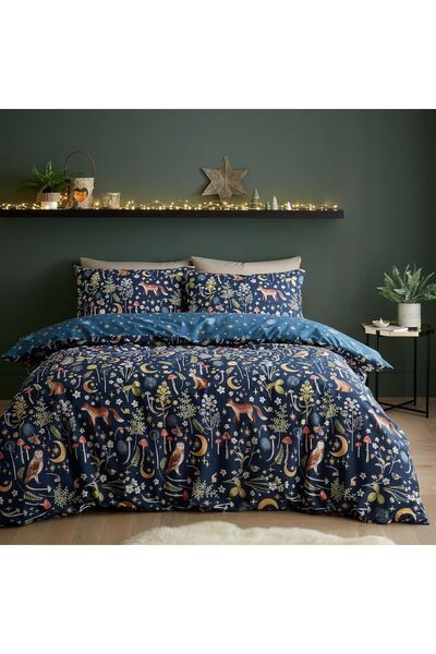 Catherine Lansfield Enchanted Twilight Animals Reversible Double Duvet Cover ...
