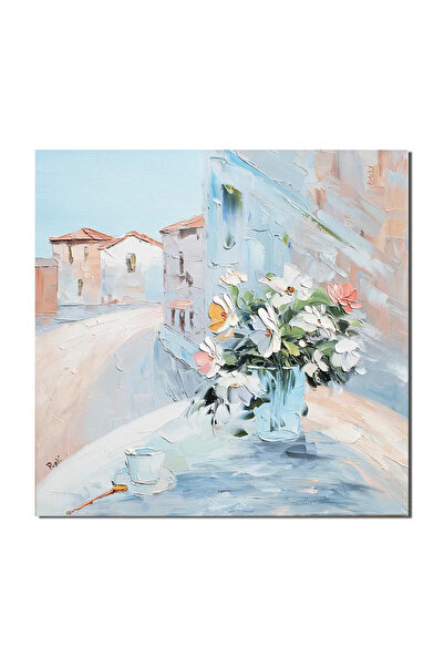 artnova Ръчно рисувана 3D картина с цветя, Покани за кафе, 60x60см маслена ка...