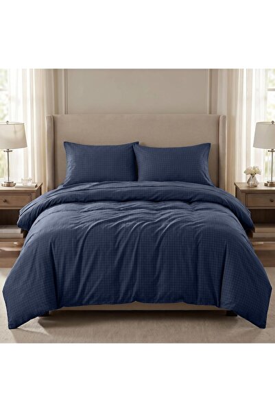 Hotel Linen Klub غطاء لحاف مزدوج بلون كحلي مقاس 220 × 240 سم، 280 خيط، مريح و...