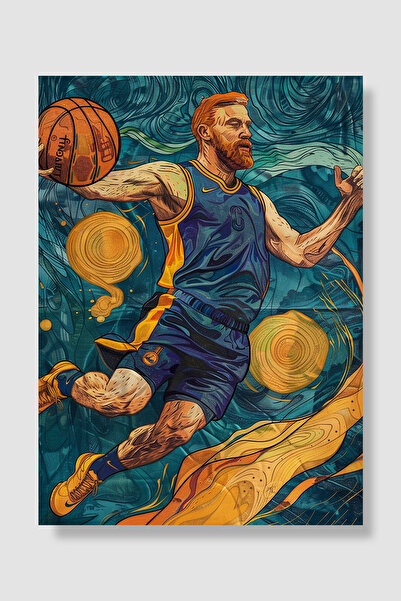 Luna Marissa Van Gogh poster Slikar igra košarku Plavo narandžasto humoristič...