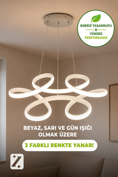 Zeda Teknoloji Orta Papatya LED Avize - Aydınlatma - Modern Led Avize 3 Renk ...