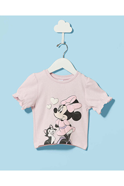 REDTAG Infant Girls Lilac Minnie Mouse T-Shirt