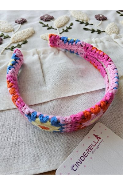 Cinderella Colorful Floral Motif Hand Knitted Stylish Bohemian Women's Crown - Vintage Flexible Summer Sea Beach Hairband Buckle
