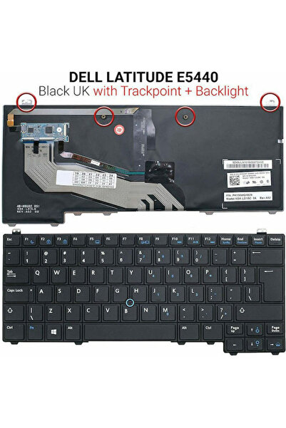 Dell Πληκτρολόγιο φορητού υπολογιστή για Latitude E5440 UK, με οπίσθιο φωτισμ...