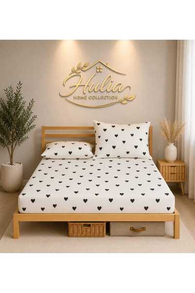 hulia home Ranforce Elastic Sheet Set with Double Pillowcases, Cotton Fitted,...