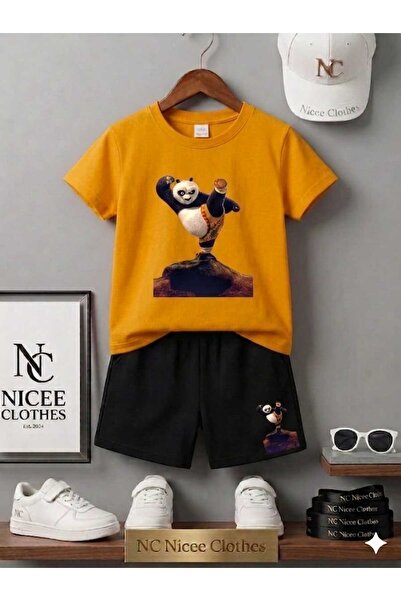 NC Nicee Clothes تي شيرت صيفي للأطفال للجنسين (مطبوع عليه الباندا المهاجم)