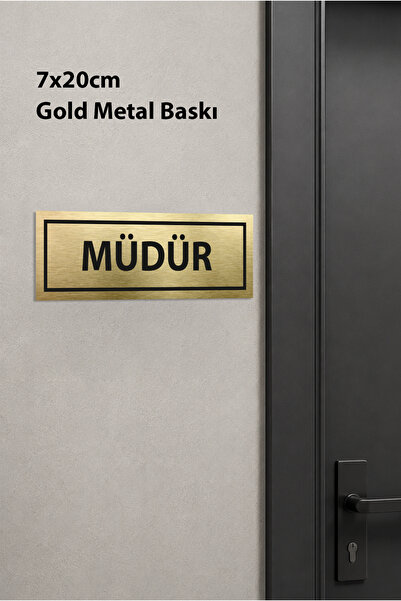 Grafiklas Reklam ve Tanıtım Hizmetleri Müdür Odası Kapı İsimliği Gold Metal B...