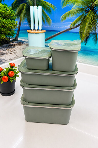 EMİLA HOME Stainless Steel Vacuum Set of 5 Storage Containers, Oven and Cake ...