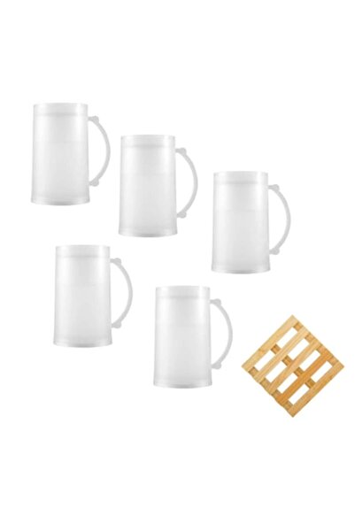 YUPY Set de 5 căni de bere, pentru congelator, 450ml BRT, cu pereți dubli pen...