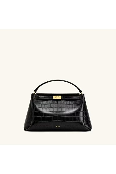 NO BRAND Carmen Top Handle Bag – Crocodile Black