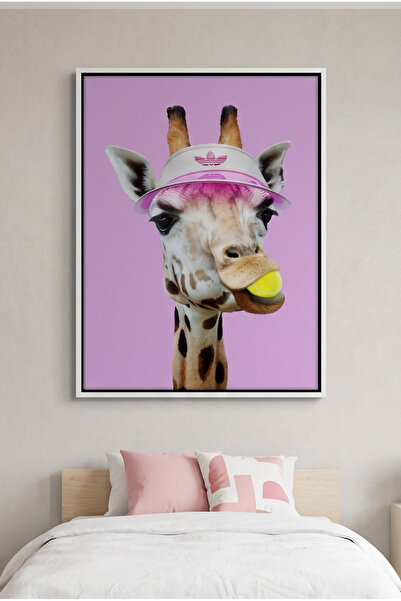 Jasmine Art Tennis Giraffe Kids Wall Art | Portrait Framed Canvas Print | Lux...