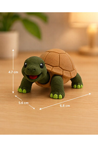 VRDCHLOE Sevimli Kaplumbağa Oyuncak Figürü 3D Baskı Renkli Hayvan Figür 6,8 cm