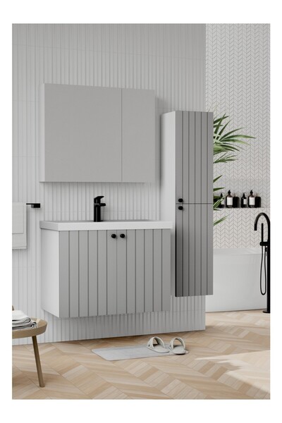 Wons Bathroom Paris 80 cm Kül Gri Banyo Dolabı