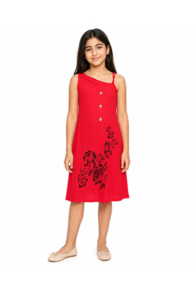 Generic Girls One Shoulder Floral Print Dress with Front Button Detail | Age ...