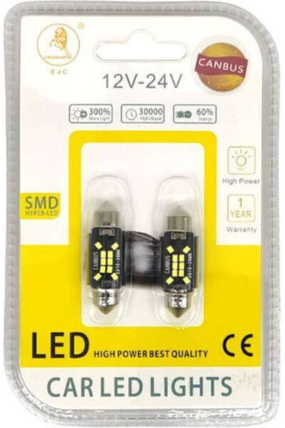 Other EJC Λάμπες Αυτοκινήτου Canbus LED 6000K Ψυχρό Λευκό 12-24V 2 τεμάχια