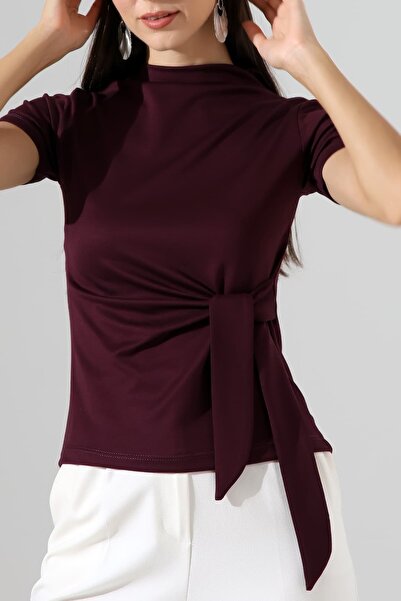 Sabr Women's Oysho Side Tie Detailed Short Sleeve Blouse