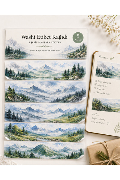 Kolbi Craft 5 τεμάχια αυτοκόλλητα Washi μεγάλου σχεδίου, ημιδιάφανα, για Bull...